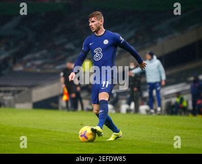 LONDON, ENGLAND - FEBRUARY 04: Chelsea's Timo Werner during Premiership between Tottenham Hotspur and Chelsea at Tottenham Hotspur Stadium , London, U Stock Photo