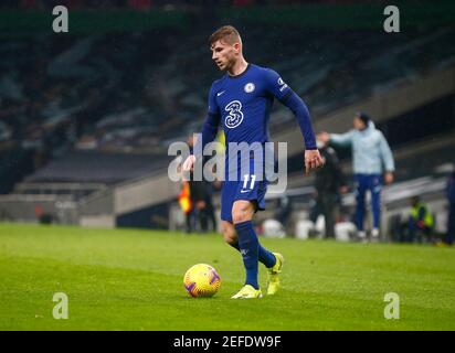 LONDON, ENGLAND - FEBRUARY 04: Chelsea's Timo Werner during Premiership between Tottenham Hotspur and Chelsea at Tottenham Hotspur Stadium , London, U Stock Photo