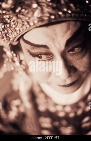Close-up of a female Chinese opera performer, Singapore Stock Photo