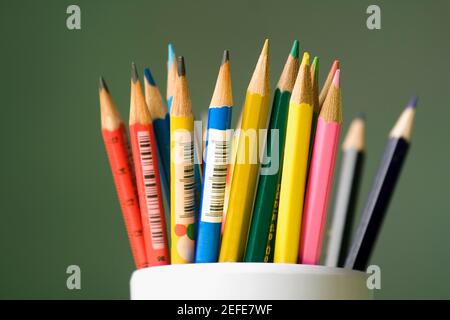 Close up of colored pencils Stock Photo
