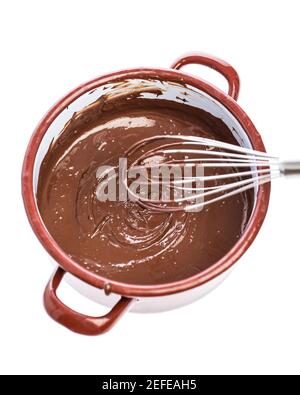 ice cream: Chocolate in a water bath Stock Photo