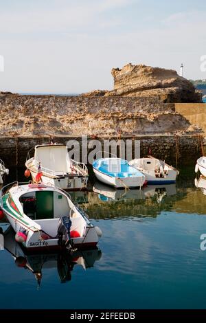 Boats docked at a port, Port Des Pecheurs, Biarritz, France Stock Photo