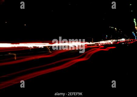 Blurred car lights at night, Los Angeles, California, USA Stock Photo