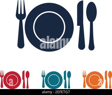 Cutlery vector icon illustration signCutlery and Kitchen Set Icon Design Template Stock Vector