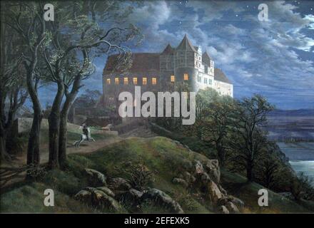 1827 Oehme Burg Scharfenberg bei Nacht anagoria. Stock Photo