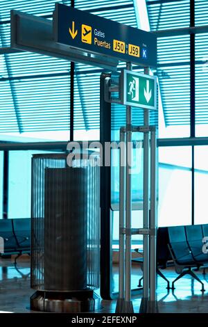 Information board at an airport, Madrid, Spain Stock Photo