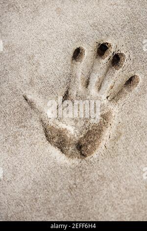 Close-up of a handprint on a wall Stock Photo