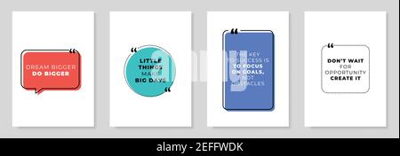 Set Of 4 Motivational Inspirational Quotes. Vector illustration. For flyers, banners, posters etc Stock Vector