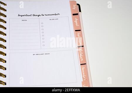 To do list Agenda monthly. Concept of organizatio Stock Photo