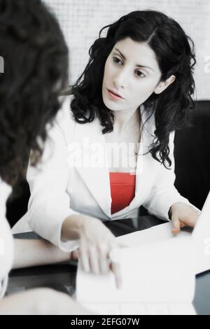 Close up of a businesswoman using a laptop Stock Photo