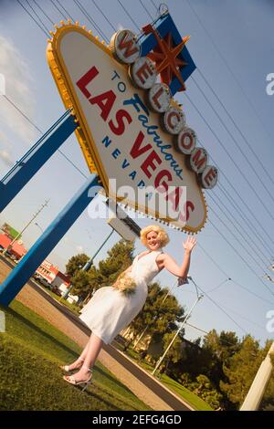 Portrait of a mid adult woman dressed in a costume, Las Vegas, Nevada, USA Stock Photo