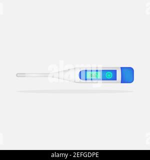 Electronic medical thermometer isolated on white background. Realistic digital thermometer show temperature healthy human. Clip art, design template f Stock Vector