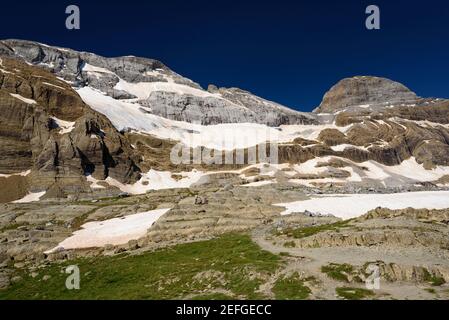 Balcón de Pineta at the background, the Monte Perdido summit (Ordesa and Monte Perdido NP, Pyrenees, Spain) Stock Photo