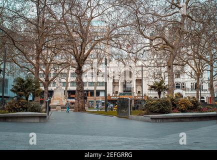 Leicester Square in London's West End empty due to Coronavirus outbreak, London, England  - 17 March 2020 Stock Photo