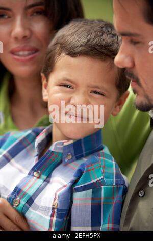 Portrait of a boy with his brother and mother Stock Photo