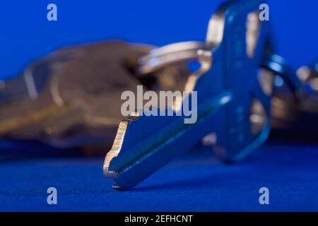 Close up of keys on a key ring Stock Photo