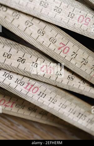 Close up of tape measures Stock Photo