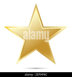 Elegant gold star. Realistic metallic star isolated on the white background. Vector illustration Stock Vector