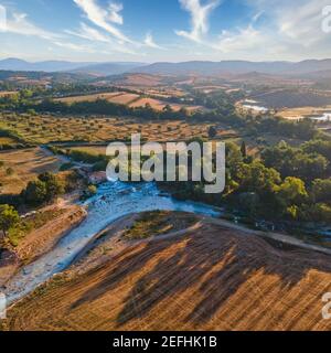 The Terme di Saturnia are a group of springs located in the municipality of Manciano in Italy, a few kilometers from the village of Saturnia. Stock Photo