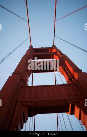 Low angle view of a bridge, Golden Gate Bridge, San Francisco, California, USA Stock Photo