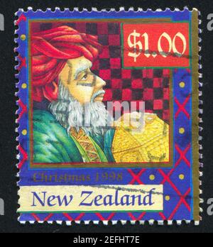 NEW ZEALAND - CIRCA 1998: stamp printed by New Zealand, shows Magi with Gifts, circa 1998 Stock Photo
