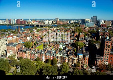 High angle view of a buildings along a river, Charles River, Boston, Massachusetts, USA Stock Photo
