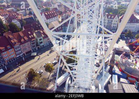 Aerial view of town skyline in beautiful evening light at sunset in summe: Erfurt, Thuringen, Germany-September 25, 2016 Stock Photo