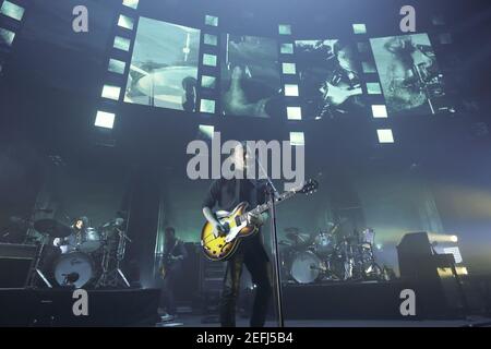 Radiohead performing live on stage at The Roundhouse in London Stock Photo