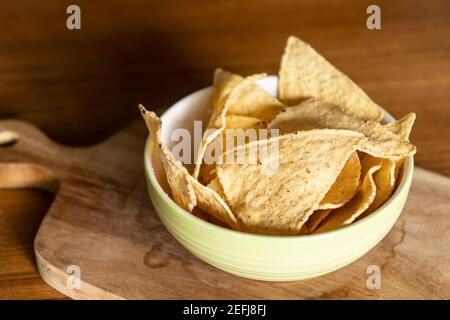 Tortilla chips in a bowl Stock Photo