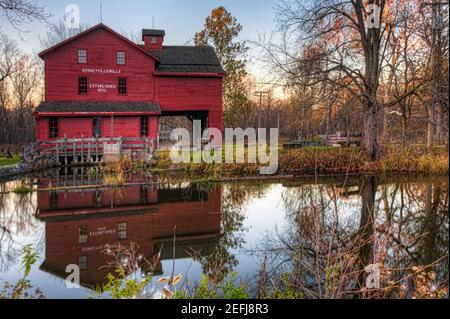 Built in 1837, Bonneyville Mill is the oldest continuously operating grist mill in Indiana Stock Photo