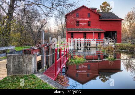 Built in 1837, Bonneyville Mill is the oldest continuously operating grist mill in Indiana Stock Photo