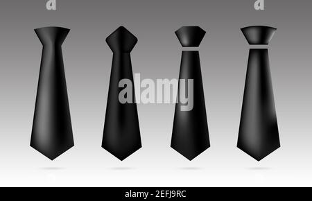 Set of black ties. Tie icon in trendy flat style. Strict classical ties dark colors. Stock Vector