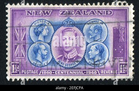 NEW ZEALAND - CIRCA 1940: stamp printed by New Zealand, shows Victoria, Edward VII, George V, Edward VIII and George VI, circa 1940 Stock Photo