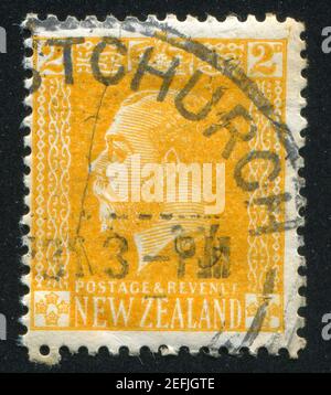 NEW ZEALAND - CIRCA 1915: stamp printed by New Zealand, shows King George V, circa 1915 Stock Photo