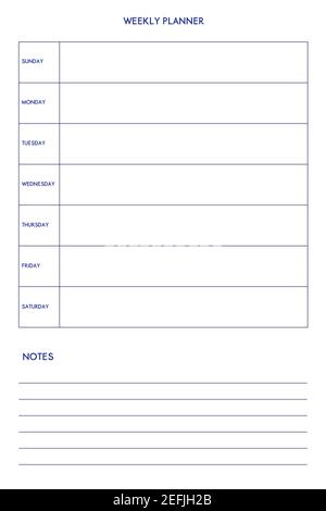 daily weekly personal planner diary template in classic strict style. individual schedule in minimal restrained business design. Stock Vector
