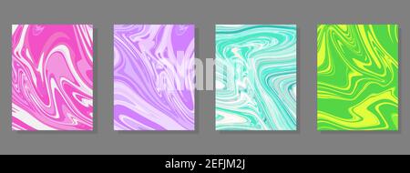 Set of four vector colorful abstract background. Liquid marble texture. Design for brochures, covers, presentation, invitation, flyers, annual reports Stock Vector