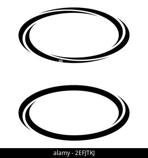 Oval ellipse banner frames, borders, vector hand-drawn graphics, oval markers text selection Stock Vector