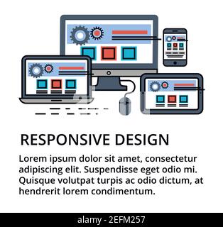 Modern editable flat line vector of responsive design, for web and graphic design Stock Vector