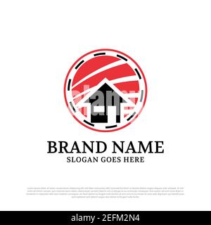 Sushi house logo design in the circle, best for food and drink logo brand Stock Vector