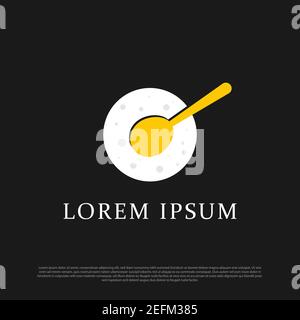 Moon Egg logo design inspiration, night cafe restaurant logo brand template Stock Vector
