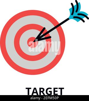 Modern flat editable line design vector illustration, business target icon, for graphic and web design Stock Vector