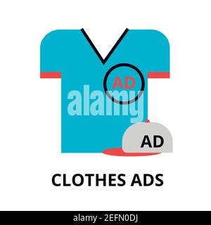 Modern flat thin line design vector illustration, concept of advertising on clothes, for graphic and web design Stock Vector