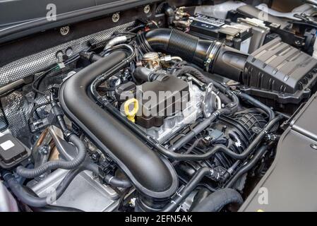 Detail of modern internal combustion car engine Stock Photo