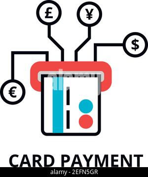 Modern flat editable line design vector illustration, card payment icon, for graphic and web design Stock Vector
