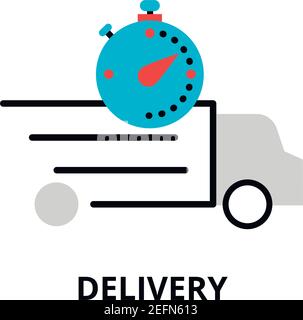 Modern flat editable line design vector illustration, delivery truck icon, for graphic and web design Stock Vector