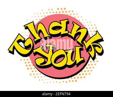 Thank you speech bubble in retro style. Vector illustration isolated on white background Stock Vector