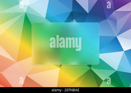 Low poly abstract multicolor vector background with plate for text - glass morphism or frosted glass effect. Stock Vector