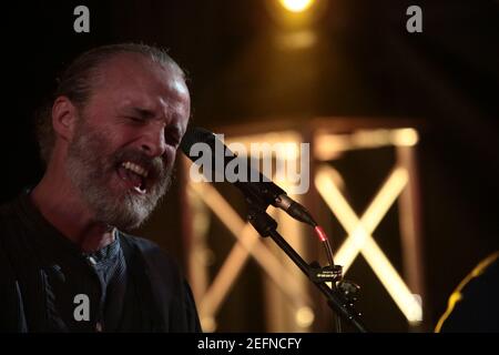 Fran Healy of Travis on stage at Hard Rock Cafe London, performing their biggest hits as well as new material from their latest album Everything at On Stock Photo