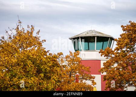 tower at alter Flugplatz (Frankfurter Grüngürtel), hessen, germany Stock Photo