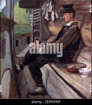 Olaf Isaachsen - Farmer from Setesdal smoking a Pipe Stock Photo